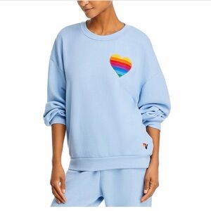 Aviator Nation Rainbow Heart Stitch Crewneck Sweatshirt